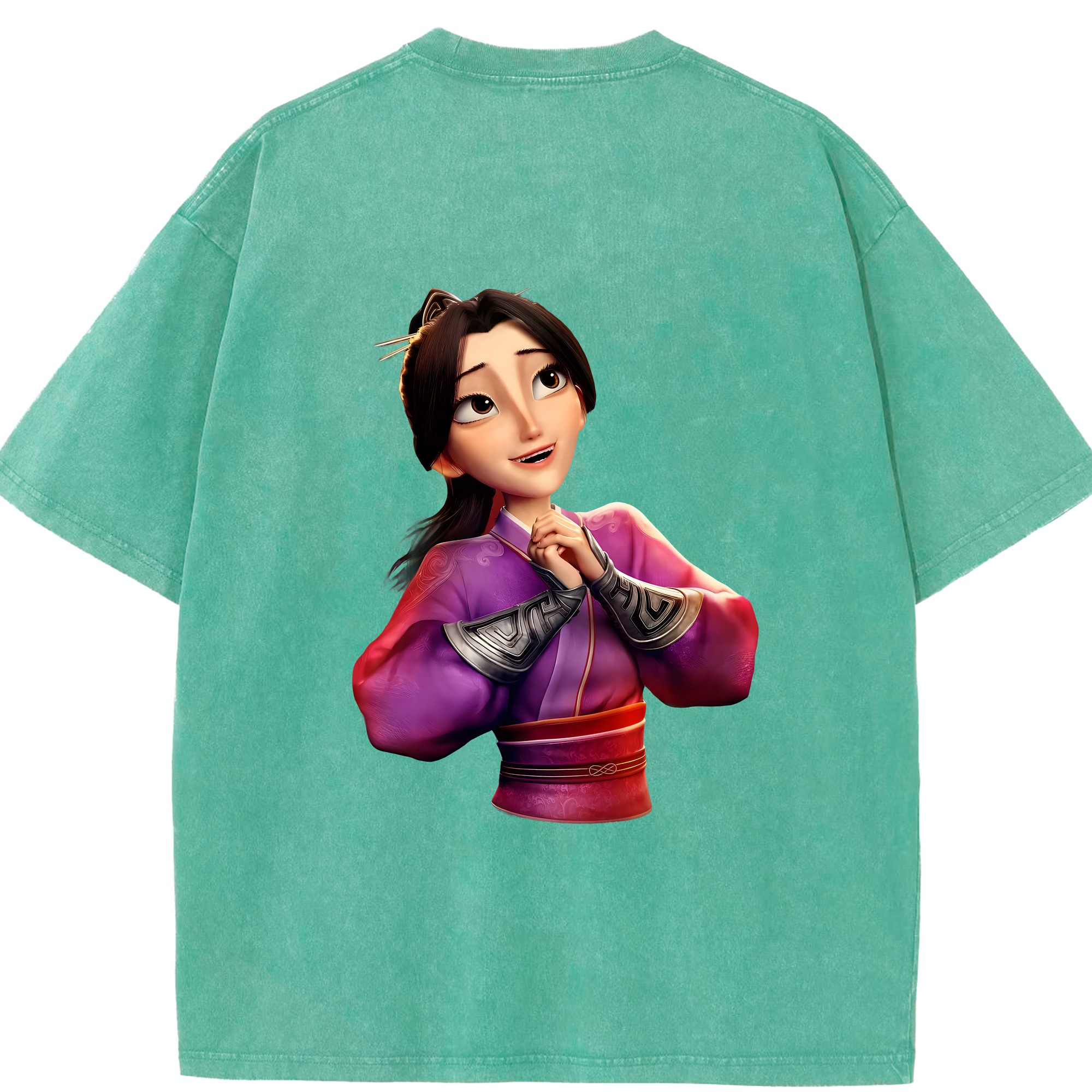 （画像用） Ne Zha 2 ナタ 魔童の大暴れ 綿100% ヴィンテージ風 半袖Tシャツ（背面プリント）
